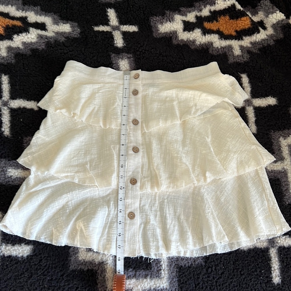 Ivory Ruffle Skirt with buttons